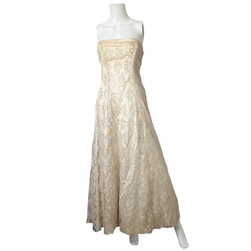 Vintage Ivory Lace Strapless Gown